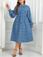 Amanda - Plus Size Printed Puff Sleeve Dress