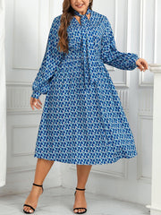 Amanda - Plus Size Printed Puff Sleeve Dress