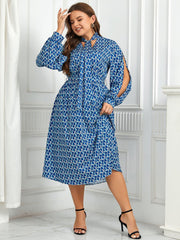 Amanda - Plus Size Printed Puff Sleeve Dress