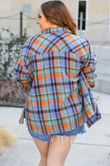 Mia – Plus Size Classic Plaid Button-Up Shirt with Turn-Down Collar