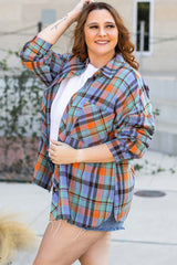 Mia – Plus Size Classic Plaid Button-Up Shirt with Turn-Down Collar