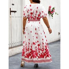 Aliza - Plus Size Floral Belted Sundress