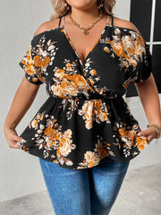 Emilia - Plus Size Floral Cold Shoulder Blouse