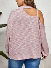 Cecille – Elegant Plus Size Cut Out Shoulder Waffle Knit Top
