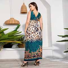 Dalia - Plus Size Leopard Print Bohemian Summer Dress