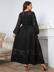 Evelyn - Plus Size Lace Accented Ankle-Length Dress with Long Sleeves