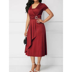 Delilah - Plus Size V-Neck Ruched Midi Dress