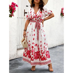 Aliza - Plus Size Floral Belted Sundress