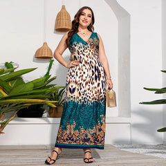 Dalia - Plus Size Leopard Print Bohemian Summer Dress