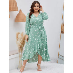 Paulina - Plus Size Bohemian Lantern Sleeve Midi Dress for Women