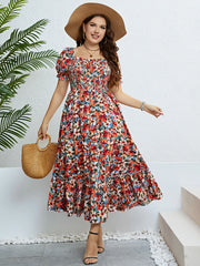 Bella - Elegant Plus Size Floral Maxi Dress with Puff Sleeves