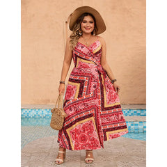 Desiree - Plus Size Wrapped V-Neck Spaghetti Strap Dress