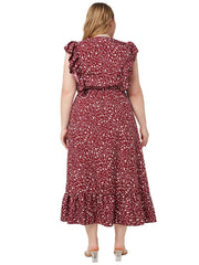 Millie - Plus Size Ditsy Floral V-Neck Ruffle Hem Dress