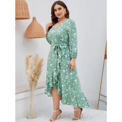 Paulina - Plus Size Bohemian Lantern Sleeve Midi Dress for Women