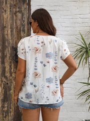 Eden - Plus Size V-Neck Lace Sleeve Blouse