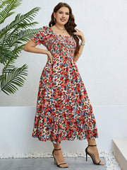 Bella - Elegant Plus Size Floral Maxi Dress with Puff Sleeves