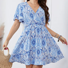 Paloma - Plus Size Stylish Summer V-Neck Short Sleeve Dress for Women