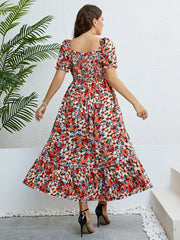 Bella - Elegant Plus Size Floral Maxi Dress with Puff Sleeves