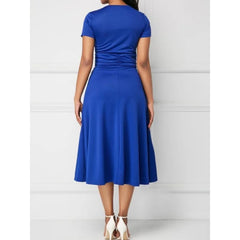 Delilah - Plus Size V-Neck Ruched Midi Dress