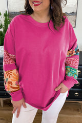 Emma – Plus Size Printed Sleeve Split Sweatshirt