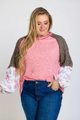 Ella – Pink Checkered Paisley Patchwork Top