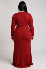 Carmen - Glitter V-Neck Long Sleeve Evening Party Dress