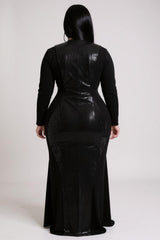 Carmen - Glitter V-Neck Long Sleeve Evening Party Dress
