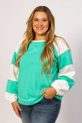 Layla –Colorblock Patchwork Sweatshirt with Cross Seam Detail