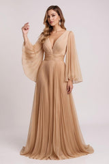 Carina - Elegant Pleated Dress with V-Neck