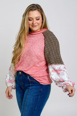 Ella – Pink Checkered Paisley Patchwork Top