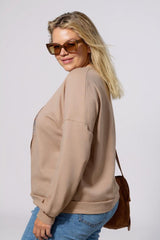 Isla – Pale Khaki Washed Terry Sweatshirt