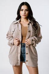 Abigail – Smoke Gray Corded Oversized Shacket