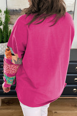 Emma – Plus Size Printed Sleeve Split Sweatshirt