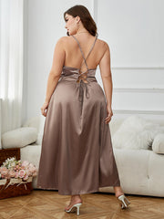 Alice - Plus Size Criss Cross Backless Maxi Dress
