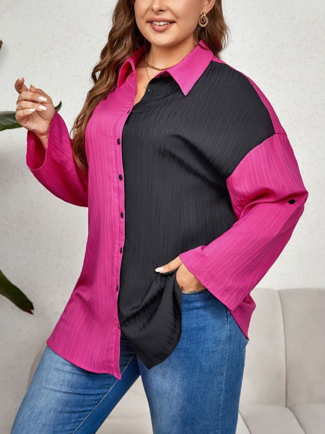 Alina - Color-Blocked Long Sleeve Shirt