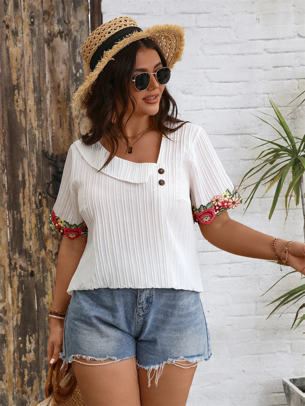Nora - Plus Size Asymmetric Collar Blouse