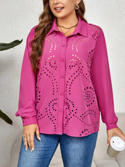 Kinsley - Plus Size Hollow Out Button-Up Blouse