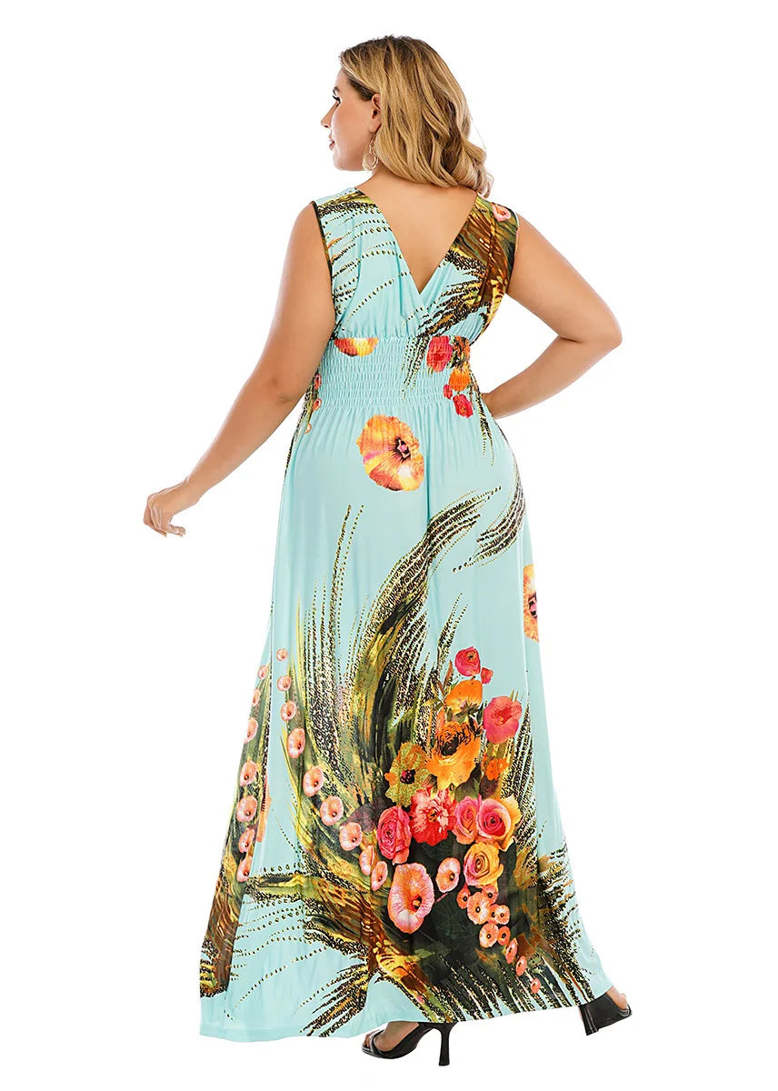Dalia - Plus Size Leopard Print Bohemian Summer Dress