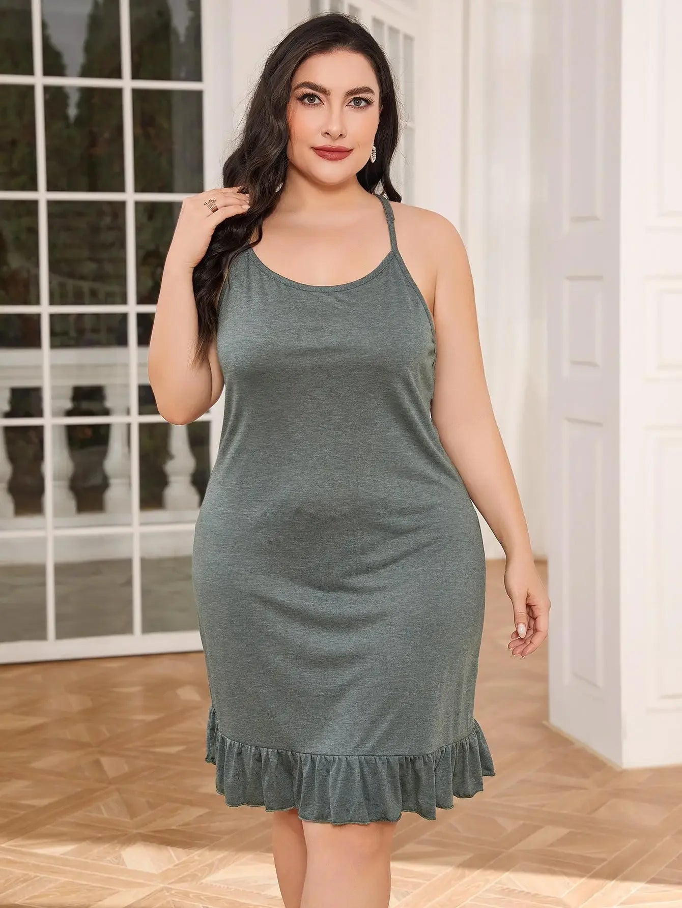 Lorena - Plus Size Halter Dress with Ruffle Hem