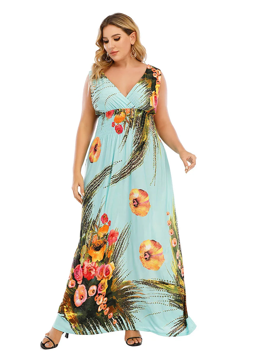 Dalia - Plus Size Leopard Print Bohemian Summer Dress