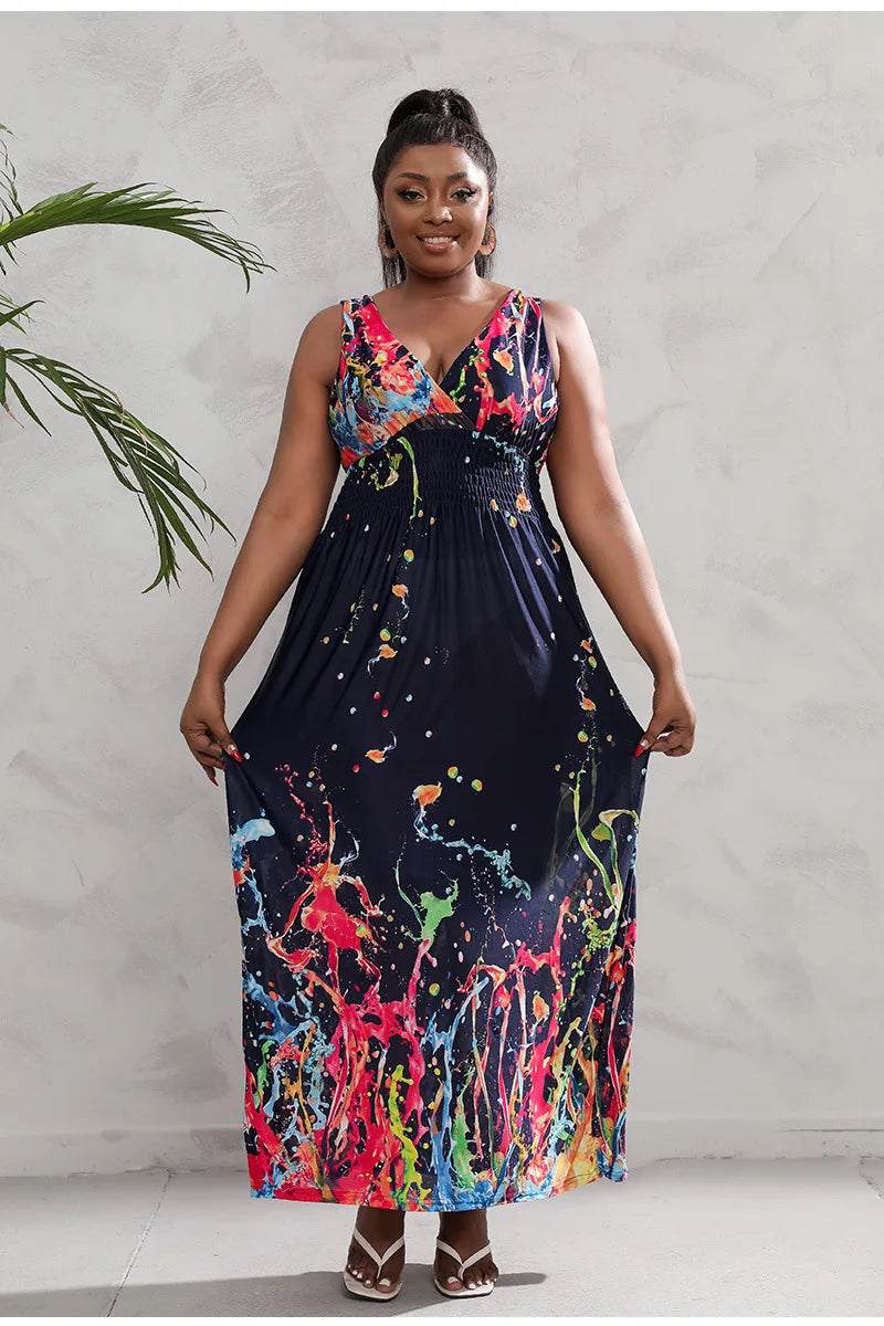 Dalia - Plus Size Leopard Print Bohemian Summer Dress