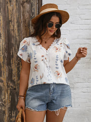 Eden - Plus Size V-Neck Lace Sleeve Blouse