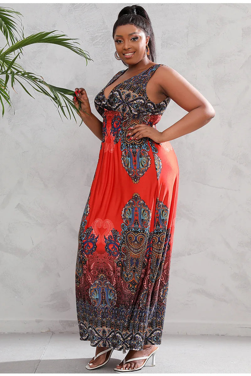 Dalia - Plus Size Leopard Print Bohemian Summer Dress