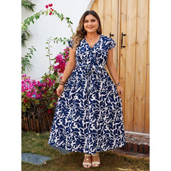 Isabella - Plus Size Ruffle Sleeve Wrap V Neck Midi Dress