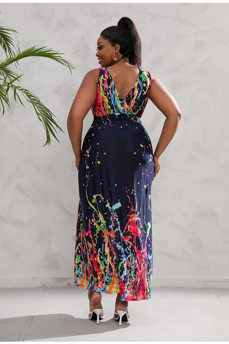 Dalia - Plus Size Leopard Print Bohemian Summer Dress