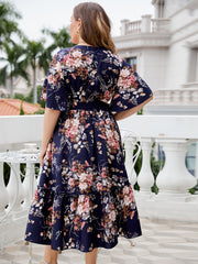 Laura - Plus Size V-Neck Ruffle Sleeve Dress