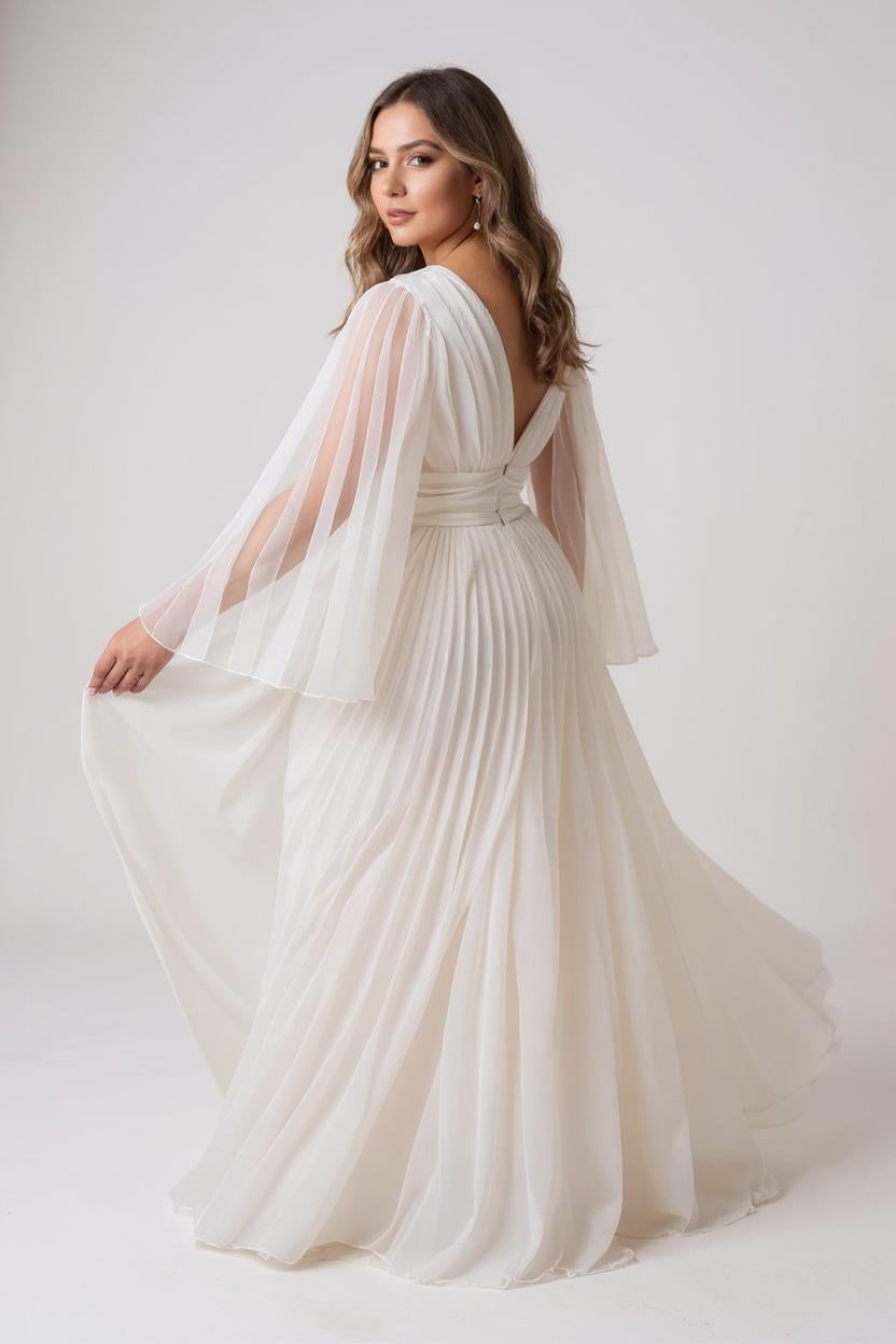 Carina - Elegant Pleated Dress with V-Neck