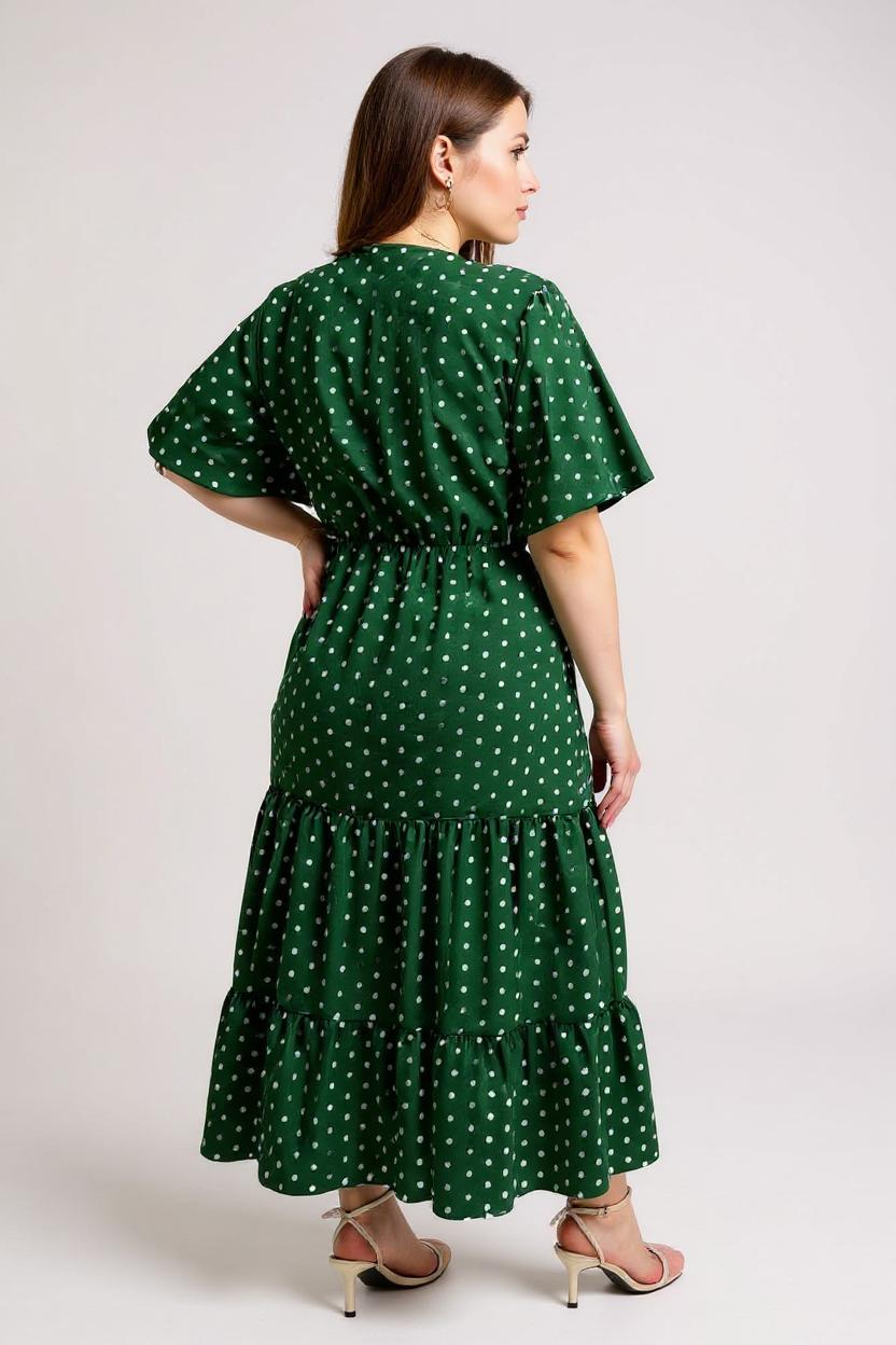 Beverly - Polka Dot V-Neck Butterfly Sleeve Maxi Dress