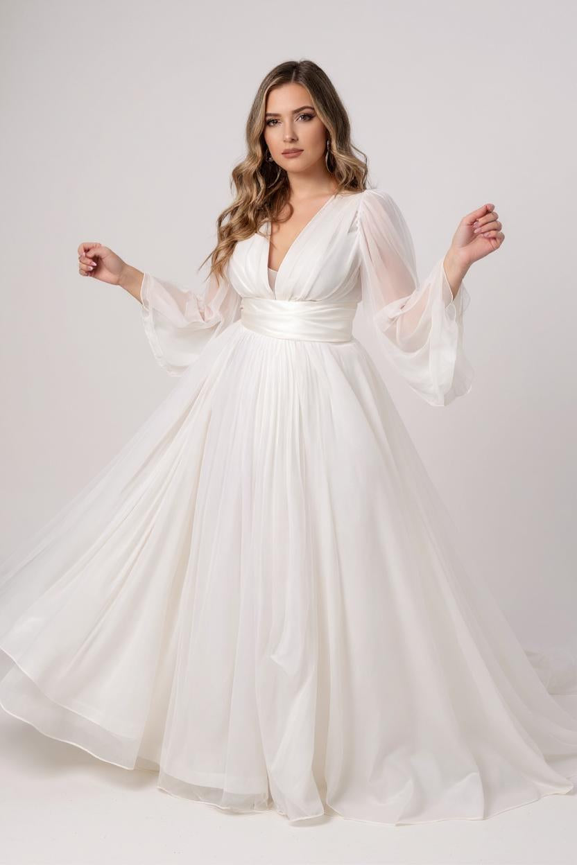Carina - Elegant Pleated Dress with V-Neck