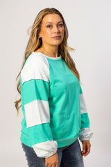 Layla –Colorblock Patchwork Sweatshirt with Cross Seam Detail